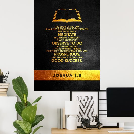 Joshua 1:8 Bibelverse Poster (Heimbüro)