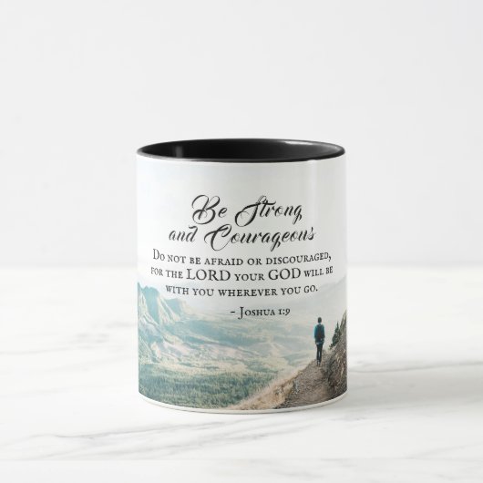 Joshua 1:9 Be Strong and Courageous Bible Verse Tasse (Zentrum)