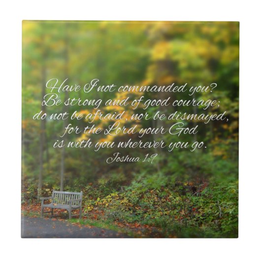 Joshua 1:9 Bibelverse Christliche Schrift Fliese (Vorderseite)