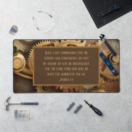 Joshua 1:9 Desk Mat Bibelvers Zahnräder Schreibtischunterlage