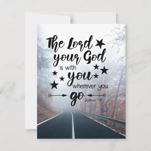 Joshua 1:9 Gott ist mit dir, wohin du auch fliegst Karte (Vorderseite)