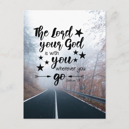Joshua 1:9 Gott ist mit dir, wohin du auch gehst Postkarte (Vorderseite)