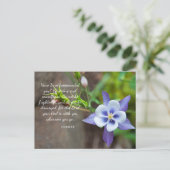 Joshua 1:9 Lila Columbine Blume Postcard Postkarte (Stehend Vorderseite)