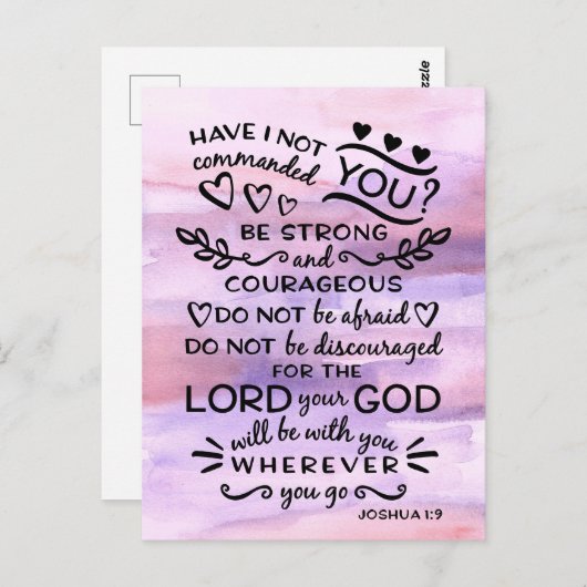 Joshua 1 9 Sei stark Bibelbibliotheken Verse Postkarte (Vorne/Hinten)