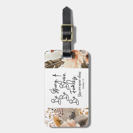 Joshua 1 9 sei stark, sei tapfer Bibelverse Gepäckanhänger (Vorderseite vertikal)