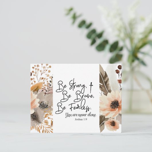 Joshua 1 9 sei stark, sei tapfer Bibelverse Postkarte (Stehend Vorderseite)