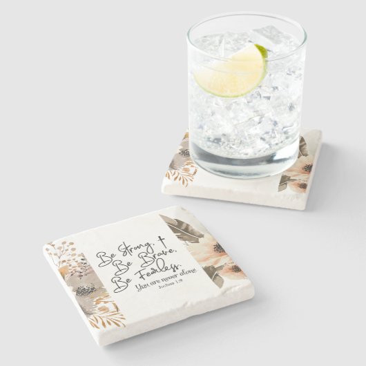 Joshua 1 9 sei stark, sei tapfer Bibelverse Steinuntersetzer (Seitenansicht)