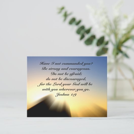 Joshua 1:9 Sei stark und mutig, Bibel Postkarte (Stehend Vorderseite)