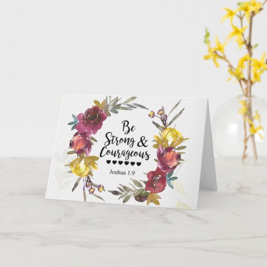 Joshua 1:9 Sei stark und mutig blumenkranz  Karte (Gelbe Blume)