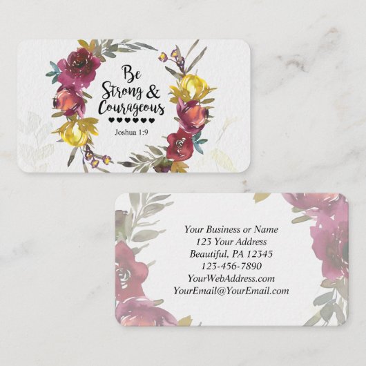 Joshua 1:9 Sei stark und mutig blumenkranz Visitenkarte (Vorne/Hinten)