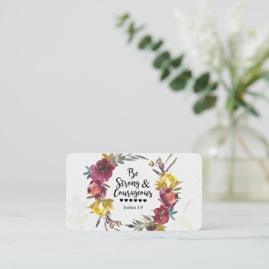 Joshua 1:9 Sei stark und mutig blumenkranz Visitenkarte (Stehend Vorderseite)