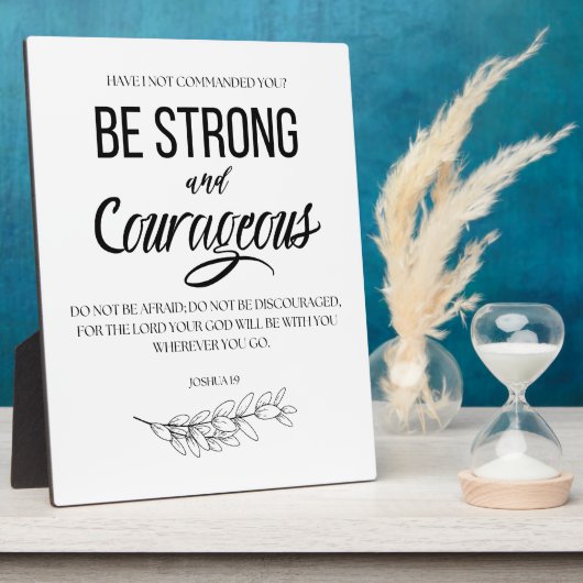 Joshua 1:9 Sei stark und mutig Christlich Fotoplatte (Seite)