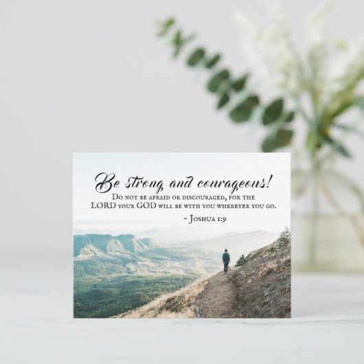 Joshua 1:9 Sei stark und mutig in der Bibel Verse Postkarte (Stehend Vorderseite)
