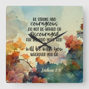 Joshua 1:9 Sei stark und mutig Quadratische Wanduhr