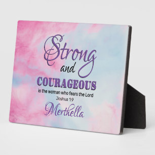 Joshua 1:9 STARKE UND COURAGEOUS Christliche Frau Fotoplatte