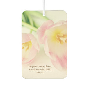 Joshua 24:15 Bibelvers Vintage rosa Tulpen Autolufterfrischer