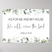 Joshua 24:15 Nahtlose Grenzen von Blätter Poster (Vorne)