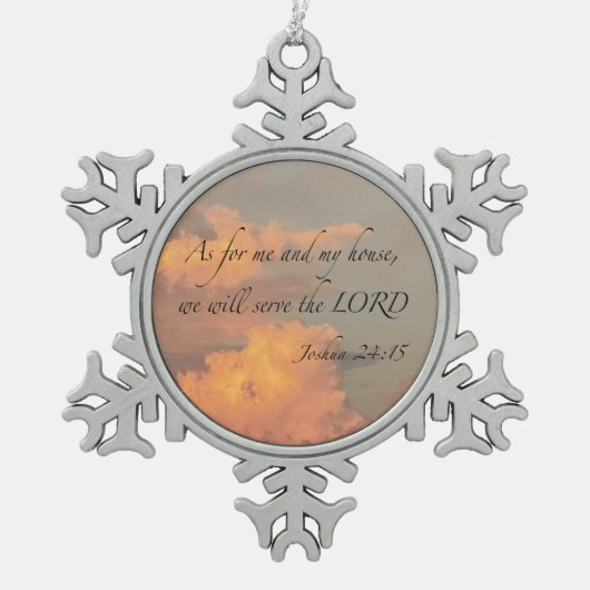 Joshua 24:15 Was mich angeht... Schneeflocke Gerah Schneeflocken Zinn-Ornament (Vorderseite)