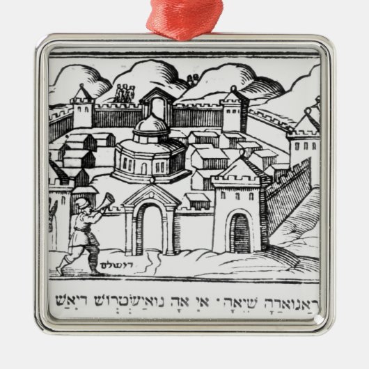 Joshua an den Wänden von Jericho Silbernes Ornament (Vorne)