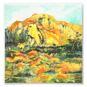 Joshua-Baum-Sonnenuntergang - Aquarellmalerei Fotodruck