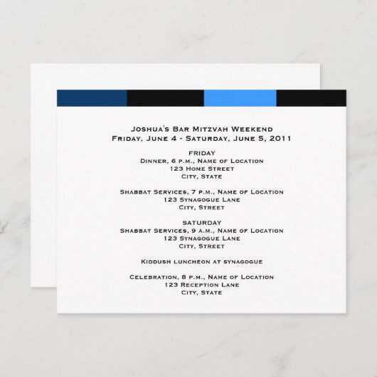 Joshua Isaac Bar Mitzvah Weekend Karte (Vorne/Hinten)