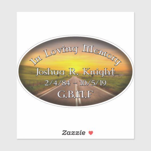 Joshua Knight Memorial Vinyl Sticker 6X3.5" (Blatt)