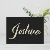 Joshua Name white gold Handwriting Karte (Stehend Vorderseite)