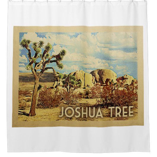 Joshua Tree California Vintage Travel Duschvorhang (Vorderseite)