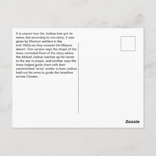 Joshua Tree Fun Fakt Postkarte (Rückseite)