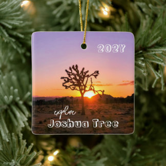 Joshua Tree Lila Orange Sunset Custom Foto Keramikornament