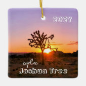 Joshua Tree Lila Orange Sunset Custom Foto Keramikornament (Vorderseite)