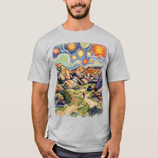 Joshua Tree Mountain Hiking Colorful Van Gogh T-Shirt (Vorderseite)