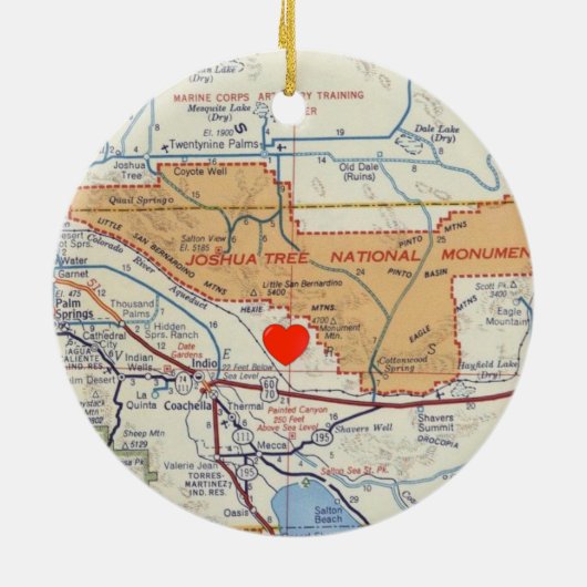 Joshua Tree National Monument Map Keramik Ornament (Hinten)