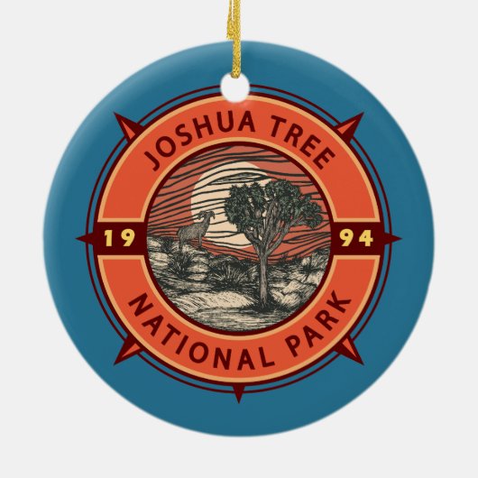 Joshua Tree National Park Bighorn Sheep Compass Keramik Ornament (Hinten)