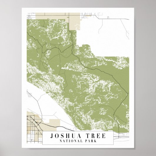Joshua Tree National Park Retro Street Map Poster (Vorne)