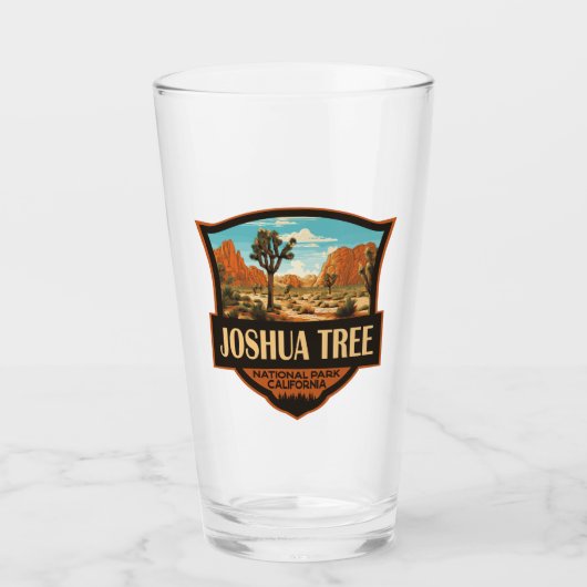 Joshua Tree Nationalpark Illustration Retro Glas (Vorderseite)