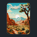 Joshua Tree Nationalpark Illustration Retro Magnet<br><div class="desc">Joshua Tree Vektorgrafik Design. Der Park ist nach den verdrehten,  überdachten Joshua-Bäumen der Region benannt,  der Park erstreckt sich über die Kakteen-gepunktete Colorado-Wüste und die Mojave-Wüste.</div>
