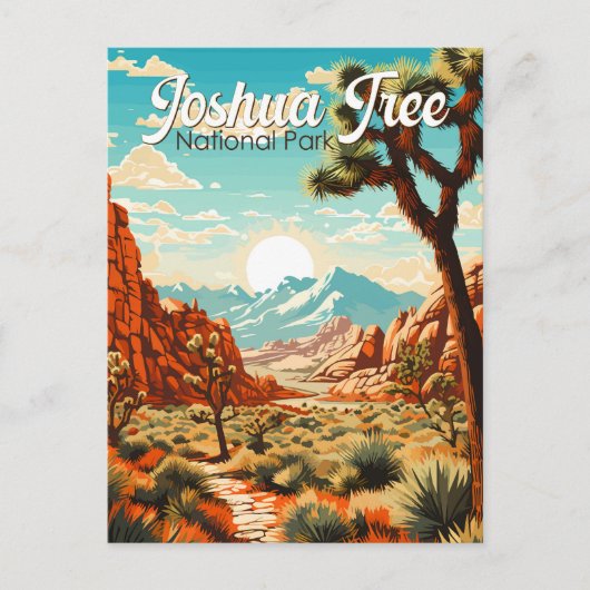 Joshua Tree Nationalpark Illustration Retro Postkarte (Vorderseite)