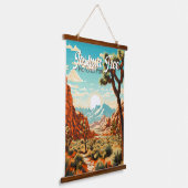 Joshua Tree Nationalpark Illustration Retro Wandteppich Mit Holzrahmen (Gewinkelt)