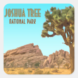 Joshua Tree Nationalpark Kalifornien Vintage Quadratischer Aufkleber