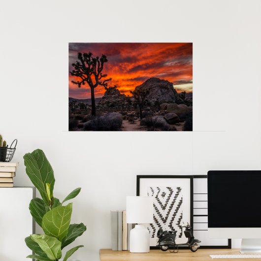 Joshua Tree Nationalpark Red Sunset Poster (Heimbüro)