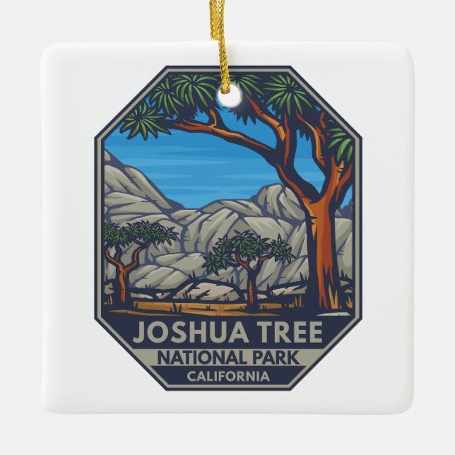 Joshua Tree Nationalpark Retro Emblem Keramikornament (Vorderseite)