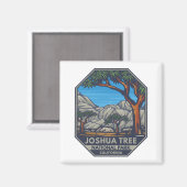 Joshua Tree Nationalpark Retro Emblem Magnet (Vorderseite/Rückseite)