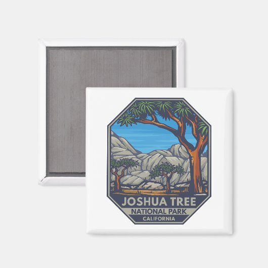 Joshua Tree Nationalpark Retro Emblem Magnet (Vorderseite/Rückseite)