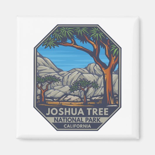 Joshua Tree Nationalpark Retro Emblem Magnet (Vorne)