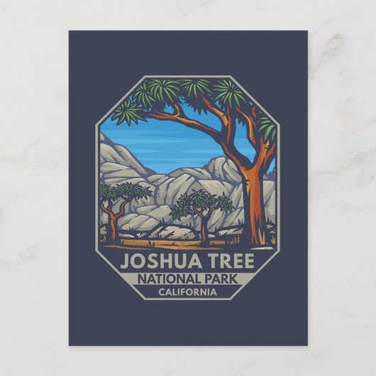 Joshua Tree Nationalpark Retro Emblem Postkarte (Vorderseite)