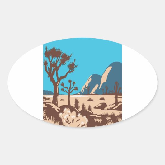 Joshua Tree Nationalpark Riverside Kalifornien Ovaler Aufkleber (Vorderseite)