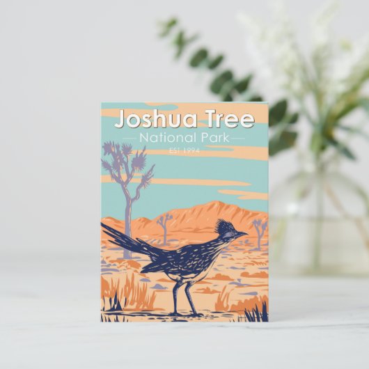 Joshua Tree Nationalpark Roadrunner Vintag Postkarte (Stehend Vorderseite)