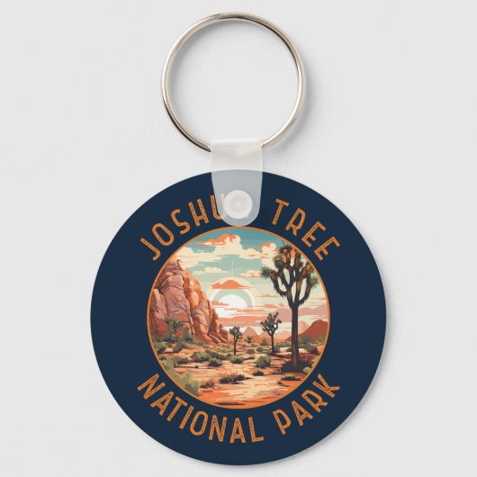 Joshua Tree Nationalpark Sunset Retro bedrückt Schlüsselanhänger (Vorderseite)