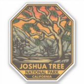 Joshua Tree Nationalpark Sunset Retro Emblem Aufkleber (Vorderseite)